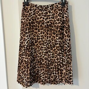 Ann Taylor Factory Pleated Cheetah Print Midi Skirt 00P